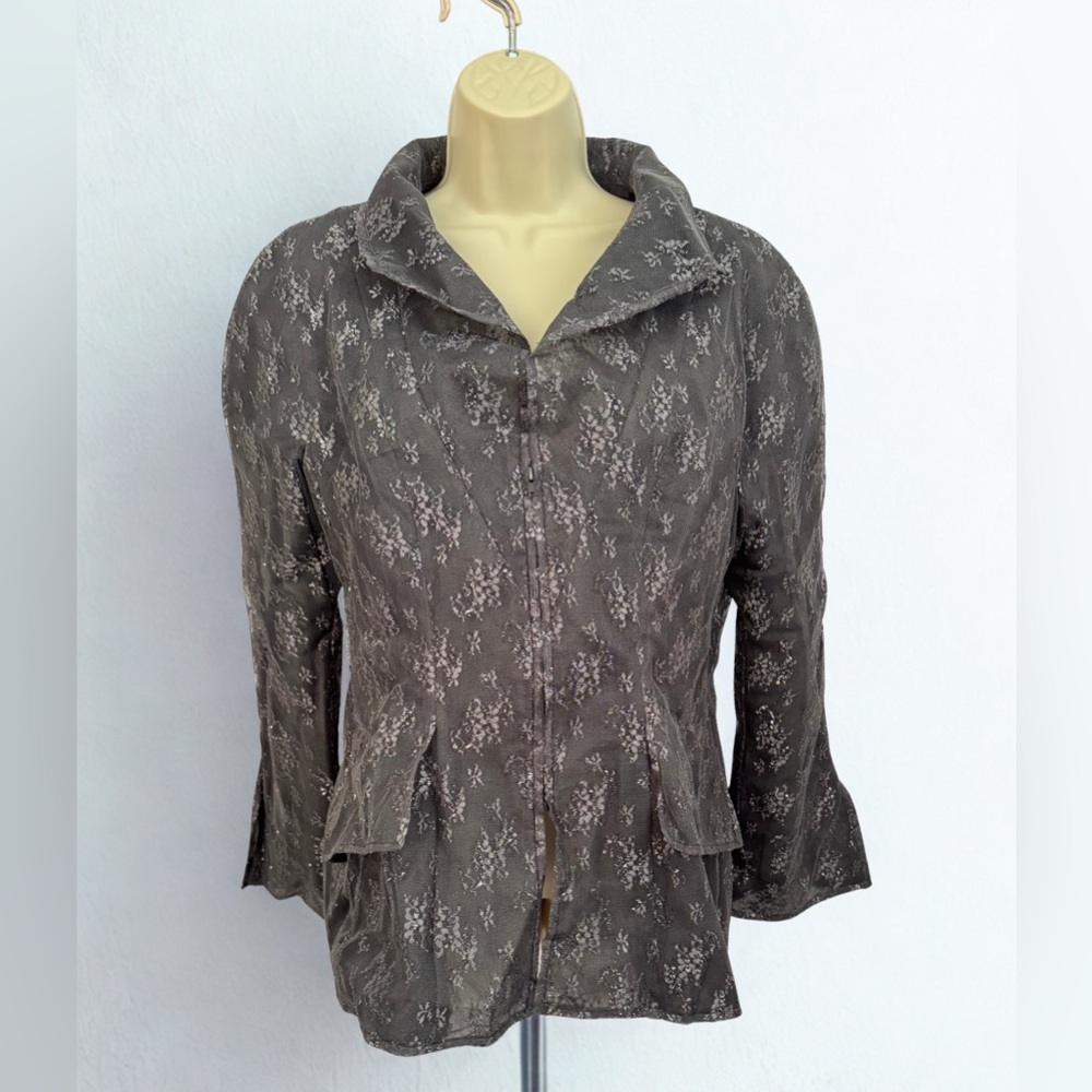 Jackie Rogers Black & Silver lace Patterned Blazer